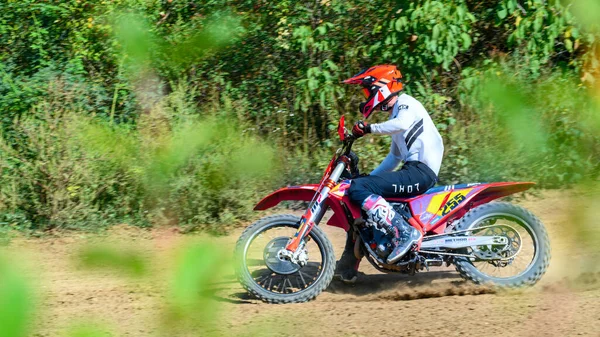 Chisinau Moldova September 2022 Blick Auf Einen Fahrenden Motorradfahrer Bei — Stockfoto