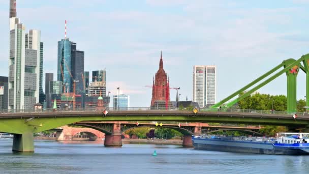 Frankfurt Alemanha Setembro 2022 Cidade Centro Cidade Rio Principal Com — Vídeo de Stock