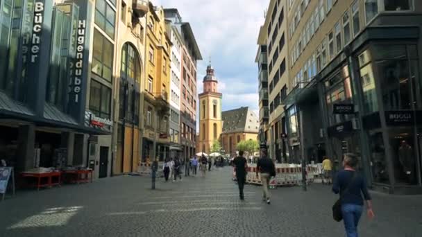 Frankfurt Alemania Septiembre 2022 Vista Calle Del Centro Ciudad Calle — Vídeo de stock