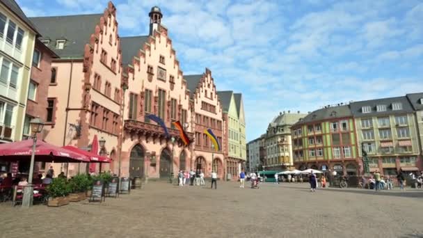 Frankfurt Germany Eylül 2022 Roemerberg Manzarası Belediye Binası Birden Fazla — Stok video