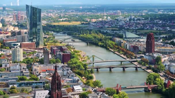 Frankfurt Almanya Daki Bir Gökdelenden Görünüşü Birden Fazla Mesken Ofis — Stok video