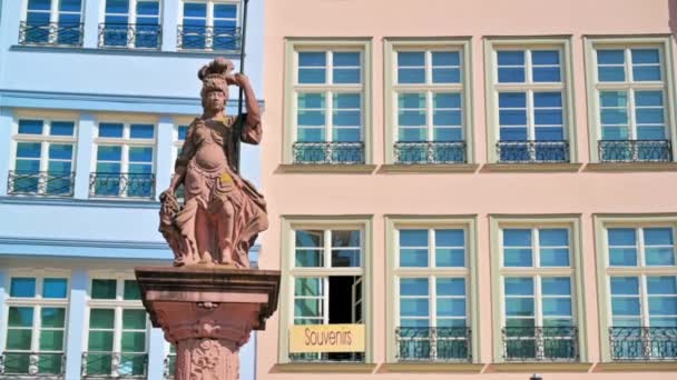 Frankfurt Niemcy Wrzesień 2022 Posąg Znajdujący Się Frankfurcie Nad Menem — Wideo stockowe