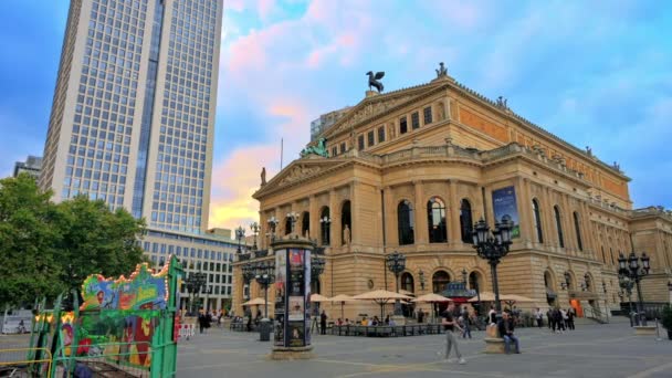 Frankfurt Alemanha Setembro 2022 Vista Rua Centro Cidade Pôr Sol — Vídeo de Stock