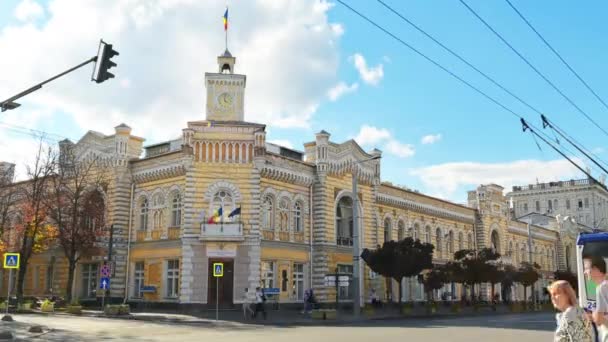 Chisinau Moldova September 2022 Timelapse Uitzicht Het Stadscentrum Stadhuis Met — Stockvideo