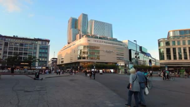 Frankfurt Deutschland September 2022 Straßenansicht Der Innenstadt Großer Platz Mit — Stockvideo