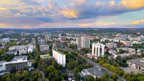 Aerial Drone View Chisinau Moldova View City Centre Presidency Parliament — Stock Video