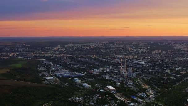 Vista Aérea Del Dron Chisinau Atardecer Moldavia Vista Distrito Residencial — Vídeo de stock