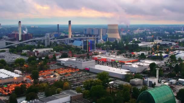 Berlijn Duitsland September 2022 Luchtfoto Van Siemensstadt Berlijn Bij Zonsondergang — Stockvideo