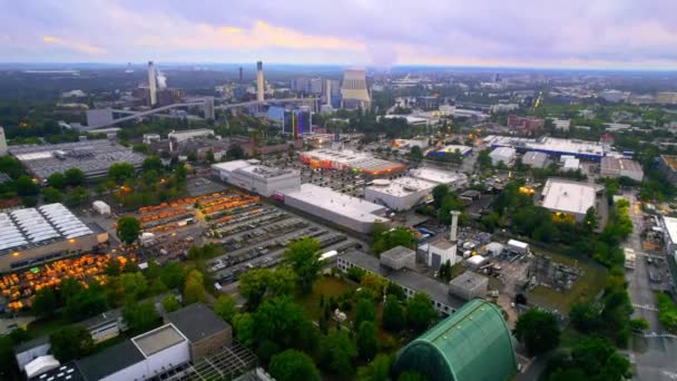 Luchtdrone Zicht Siemensstadt Berlijn Bij Zonsondergang Duitsland Industriële Wijk Met — Stockvideo