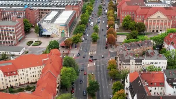 Luchtdrone Zicht Siemensstadt Berlijn Duitsland Residentiële Wijk Met Groen Gebouwen — Stockvideo