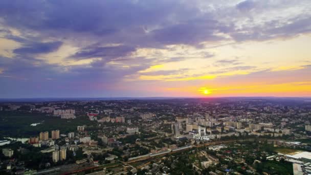 Aerial Drone View Chisinau Sunset Moldova View City Multiple Buildings — Stock Video
