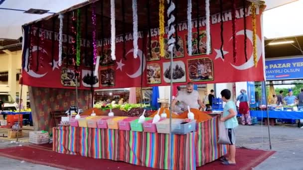 Kemer Turkey 2022年9月 トルコのバザー スパイスの多い店 働く人々 — ストック動画