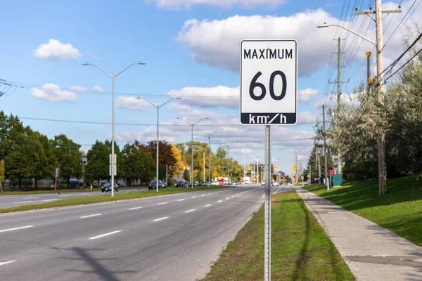 Límite Velocidad Señal Tráfico Calle Por Hora Máximo Ciudad Ottawa — Foto de Stock