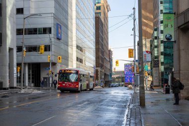 Ottawa City, Kanada 'da halk otobüsü yolda.