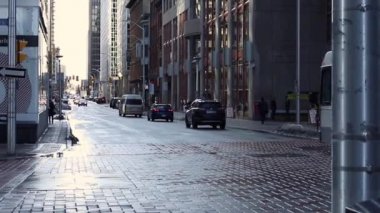Ottawa City, Kanada 'da halk otobüsü yolda.