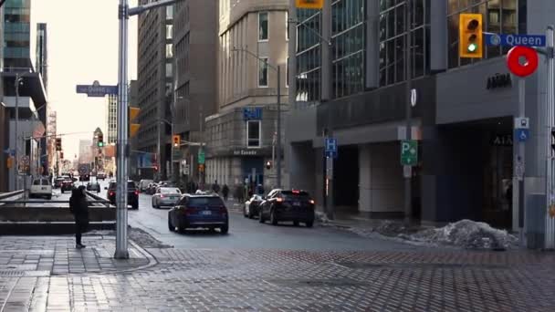 Cityscape view with skyscrapers and crossroad in downtown of Ottawa, Canada. — Stockvideo