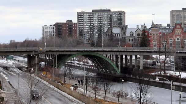 Rideau canal in Ottawa, Canada in winter — Stock Video