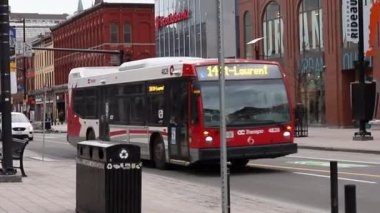 Rideau street with bus on road in downtown Ottawa, Canada.