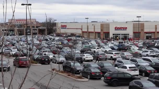 Parkir penuh dengan mobil di dekat toko gudang Costco Wholesale di Kanata, Kanada — Stok Video