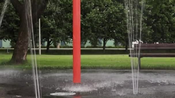 Splash pad dans un parc public sans personne — Video