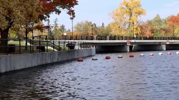 Ottawa Kanada Října 2021 Rideau River Hogs Back Bridge Dam — Stock video