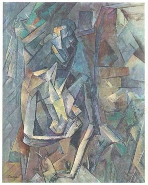 Pablo Picasso, 1909-10 arası, çıplak oturan, yağlı bez üzerinde. Picasso ilk yıllarında olağanüstü sanatsal yetenekler sergiledi, çocukluğu ve ergenliği boyunca doğal bir şekilde resim yaptı.
