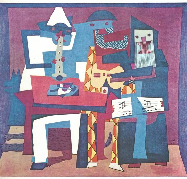 Drie Muzikanten 1921 Olieverf Doek Schilderij Van Pablo Picasso Drie — Stockfoto