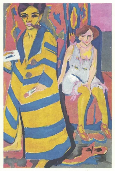 Autorretrato Con Modelo 1910 Ernst Ludwig Kirchner Cuando Miro Esta — Foto de Stock