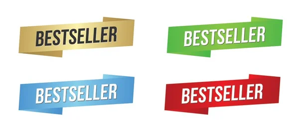 Best Seller Ribbon Label Set Best Seller Banner Adequado Para — Vetor de Stock