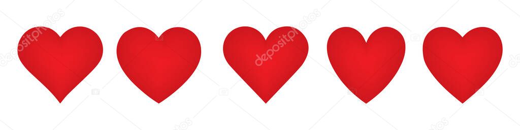 3d vector red heart icon set
