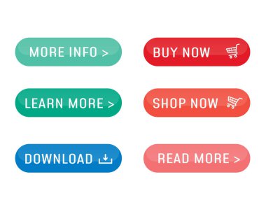 Web Sitesi Parlak Renk Vektörü için Modern Düğmeler Ayarlandı