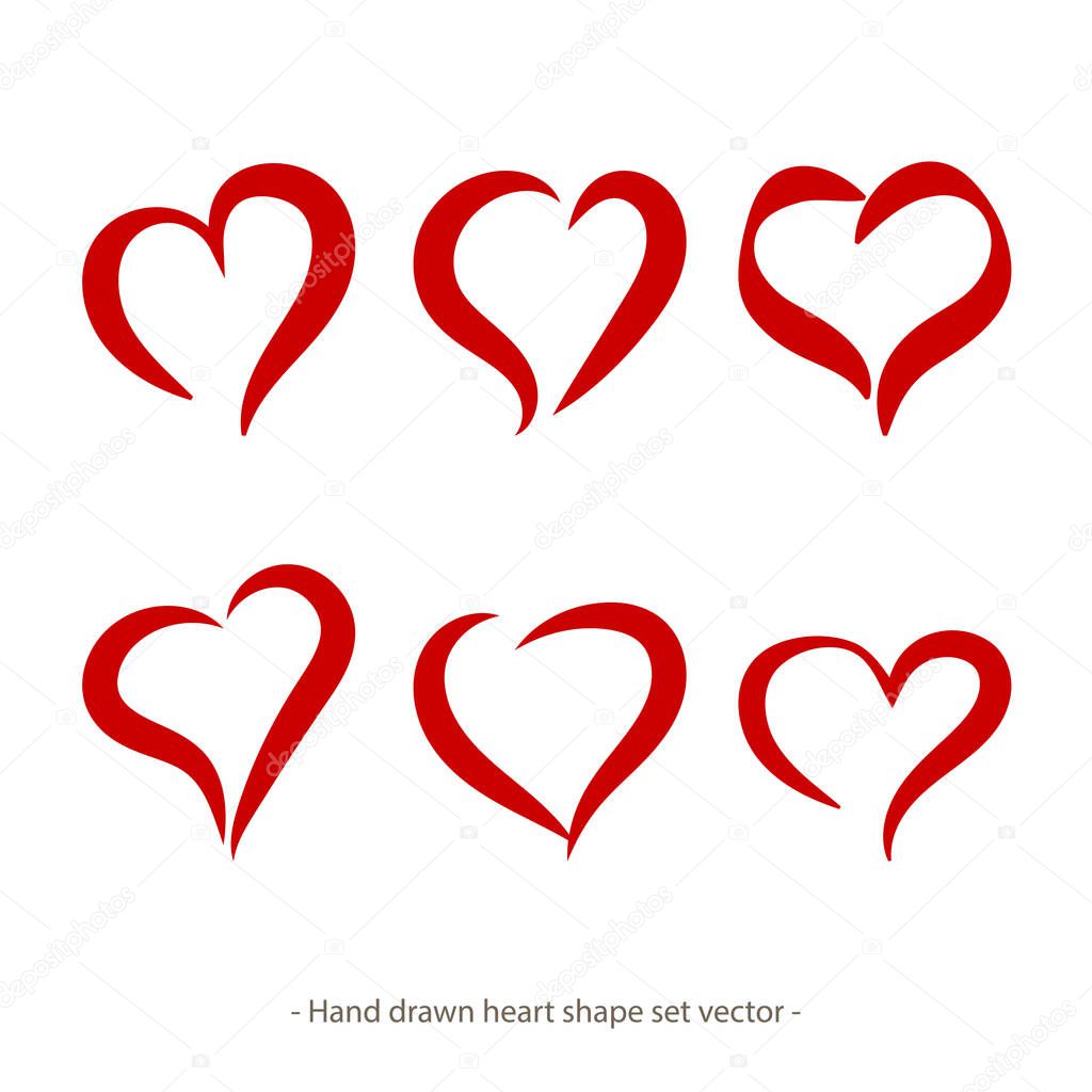 Hand drawn heart shape set vector