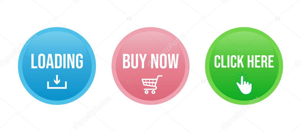 Set of round modern buttons for website vector