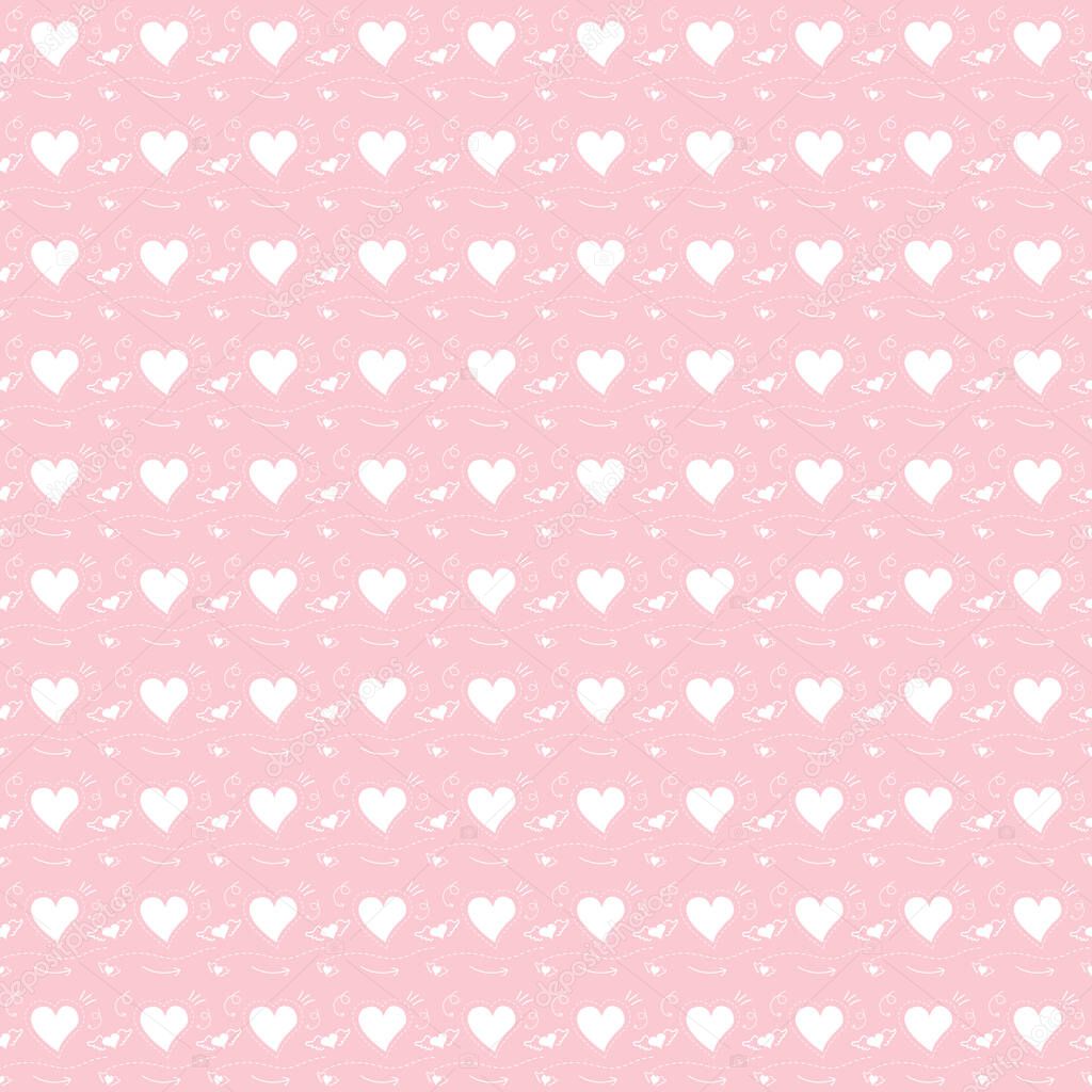 Seamless cute heart pattern Suitable for making gift wrapping paper or wallpaper on the wall of the room, fabric pattern or notebook cover.