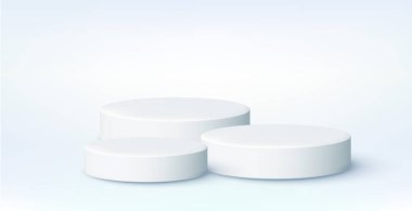 Minimal studio background light gray blue white 3d cylinder 3d abstract geometric object illustration rendering