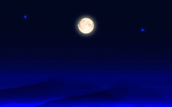 Wallpaper of beautiful moonlight at night with stars and icebergs.