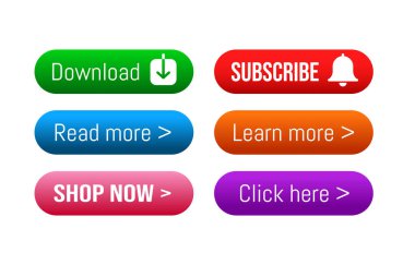 Web sitesi vektörü için modern düğmeler kümesi