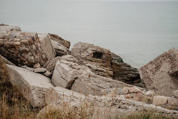 Costruzione Bunker Calcestruzzo Sulle Rive Del Mar Baltico Crollata — Foto Stock