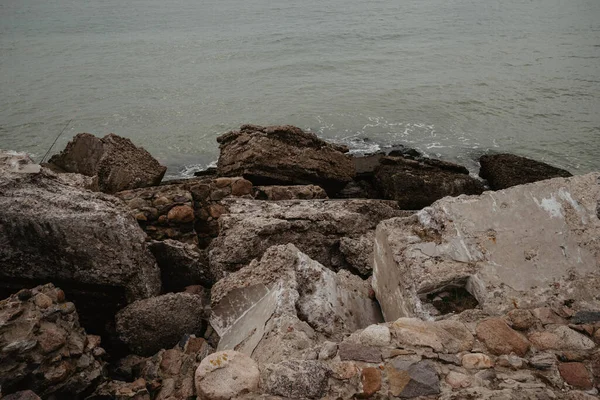 Costruzione Bunker Calcestruzzo Sulle Rive Del Mar Baltico Crollata — Foto Stock