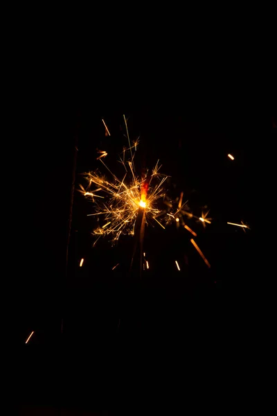Natal Festa Ano Novo Sparkler Preto — Fotografia de Stock