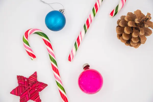 Natal Doces Cana Decorações Isoladas Fundo Branco — Fotografia de Stock