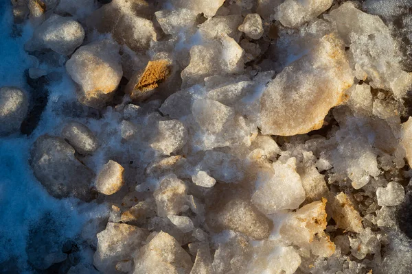 Ledové Kostky Moři Krakované Ledu Textura Pohled Shora Pozadí Zimní — Stock fotografie
