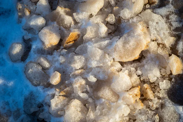 Ledové Kostky Moři Krakované Ledu Textura Pohled Shora Pozadí Zimní — Stock fotografie