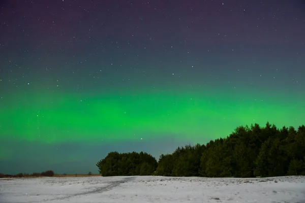 Intensive Polarlichter Über Dem Strand Lettland — Stockfoto