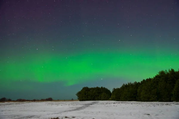 Intensive Polarlichter Über Dem Strand Lettland — Stockfoto