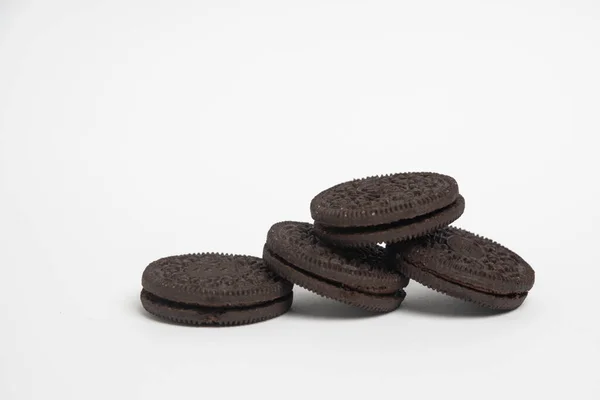 Weiche Dunkle Schokolade Brownie Cookies Auf Weißem Hintergrund — Stockfoto