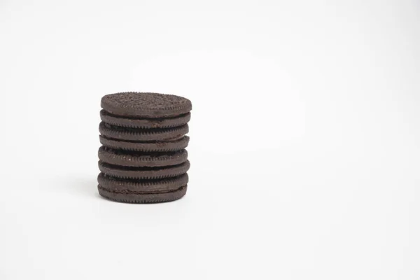 Lágy Étcsokoládé Brownie Cookie Fehér Háttér — Stock Fotó
