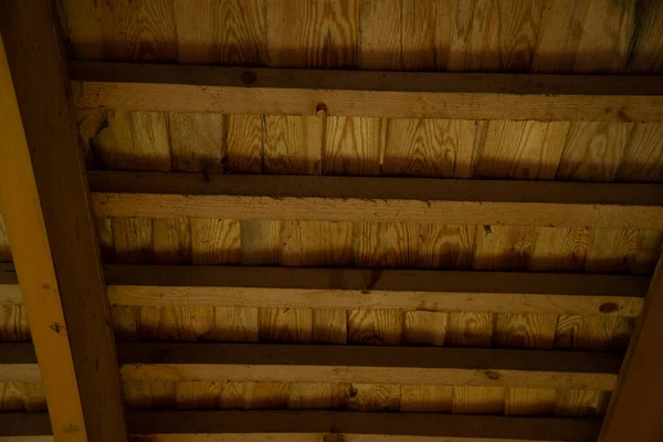 Telhado Uma Casa Sauna Madeira Feito Troncos Madeira — Fotografia de Stock