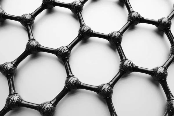 Renderowanie Struktury Grafenu Lub Powierzchni Węgla Abstrakcyjna Nanotechnologia Sześciokątna Forma — Zdjęcie stockowe