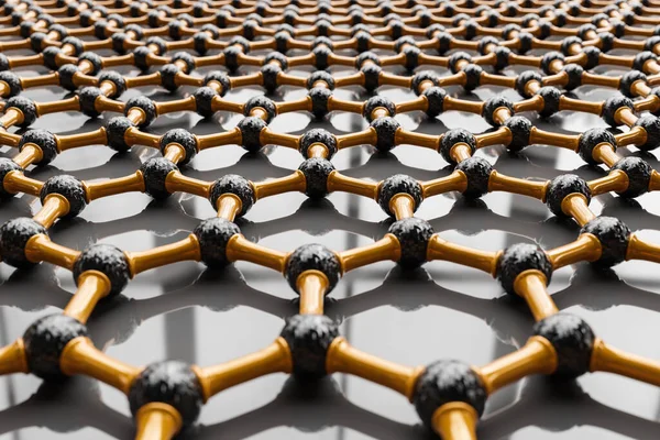 Rendering Structure Graphene Carbon Surface Abstract Nanotechnology Hexagonal Geometric Form — Stockfoto